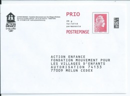 Entiers Postaux : Enveloppe Réponse Type L'Engagée Yzeult Catelin PRIO Datamatrix Action Enfance 207082 ** - PAP: Ristampa/Marianne L'Engagée