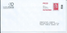 Entiers Postaux : Enveloppe Réponse Type L'Engagée Yzeult Catelin PRIO Datamatrix Institut Curie 212080 ** - PAP : Antwoord /Marianne L'Engagée