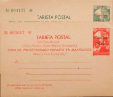 España. Cabo Juby. Entero Postal. (*)EP1/2M. 1933. 15 Cts Verde Y 25 Cts Rojo Sobre Tarjetas Entero Postales. MUESTRA. M - Cape Juby