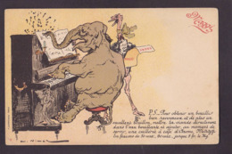 CPA éléphant Publicité Publicitaire Réclame écrite Maggi Piano Position Humaine VIMAR - Elephants