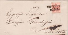 1851 AUSTRIA ROVERETO SD (20.5) Su Lettere Completo Testo Affr K.3 - Storia Postale
