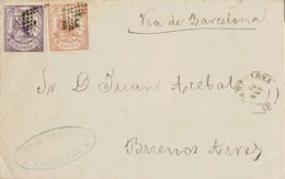 España. I República. Sobre 147, 148. 1874. 25 Cts Castaño Y 40 Cts Violeta. BARCELONA A BUENOS AIRES. MAGNIFICA Y RARA T - Lettres & Documents