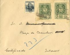 España. República Española. Sobre 728(2), 682. 1936. 15 Cts. Y 15 Cts Dos Sellos. Certificado Interior De MADRID. MAGNIF - Lettres & Documents