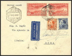 España. República Española Correo Aéreo. Sobre 497, 498, 616(2). 1931. 25 Cts., Pareja, 40 Cts. Y 50 Cts. BARCELONA A RO - Storia Postale