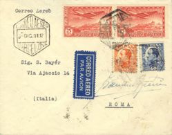 España. República Española Correo Aéreo. Sobre 497, 498, 616(2). 1931. 25 Cts., Pareja, 40 Cts. Y 50 Cts. BARCELONA A RO - Covers & Documents