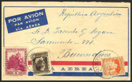 España. República Española Correo Aéreo. Sobre 671, 674, 681. 1934. 5 Cts, 50 Cts Y 4 Pts. MADRID A BUENOS AIRES. MAGNIF - Storia Postale