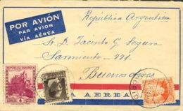 España. República Española Correo Aéreo. Sobre 671, 674, 681. 1934. 5 Cts, 50 Cts Y 4 Pts. MADRID A BUENOS AIRES. MAGNIF - Covers & Documents