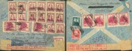 España. República Española Correo Aéreo. Sobre 674(8), 685(4). 1938. 4 Pts, Ocho Sellos Cuatro De Ellos Al Dorso, 10 Cts - Brieven En Documenten