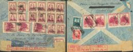 España. República Española Correo Aéreo. Sobre 674(8), 685(4). 1938. 4 Pts, Ocho Sellos Cuatro De Ellos Al Dorso, 10 Cts - Cartas & Documentos
