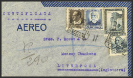 España. República Española Correo Certificado. Sobre 681,688,683,770. 1933. 5 Cts, 15 Cts, 50 Cts Y 1 Pts. BARCELONA A L - Cartas & Documentos