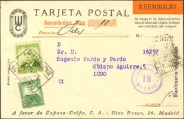 España. República Española Correo Certificado. Sobre 672, 682. 1936. 10 Cts. Y 60 Cts. Tarjeta Postal De Reembolso De MA - Covers & Documents