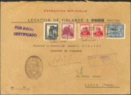 España. República Española Correo Certificado. Sobre 673, 674, 736(2), 769. 1938. 1 Pts., 4 Pts, 40 Cts., Dos Sellos, 2 - Briefe U. Dokumente