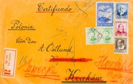 España. República Española Correo Certificado. Sobre 664(2), 681, 685, 688. 1937. 10 Cts Verde, Pareja, Diversos Valores - Briefe U. Dokumente