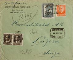 España. República Española Correo Certificado. Sobre 671, 673, 681(2). 1935. 50 Cts Naranja, 1 Pts Pizarra Y 5 Cts Casta - Briefe U. Dokumente
