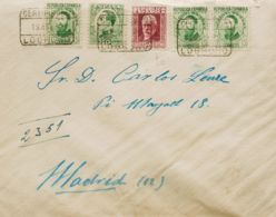 España. República Española Correo Certificado. Sobre 664(3), 667, 492. 1932. 10 Cts Verde, Tres Sellos, 25 Cts Carmín Y - Covers & Documents