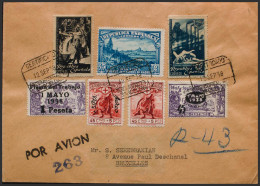 España. República Española Correo Certificado. Sobre 757, 761/62, 767/68, 773/74. 1938. Diversos Valores. BARCELONA A BR - Cartas & Documentos