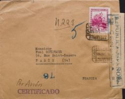 España. República Española Correo Certificado. Sobre 771. 1938. 4 Pts Lila Rosa. BARCELONA A FRANCIA. Al Dorso Llegada. - Lettres & Documents