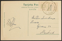 España. Río De Oro. Sobre 56MP. 1910. 10 Cts Verde Sobre Borde De Hoja. Tarjeta Postal De RIO DE ORO A MADRID. Matasello - Rio De Oro