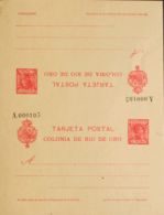 España. Río De Oro. (*)EP4. 1907. 10 Cts + 10 Cts Carmín Sobre Tarjeta Entero Postal, De Ida Y Vuelta. MAGNIFICA Y RARA. - Rio De Oro