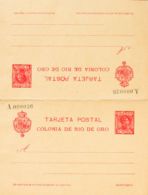 España. Río De Oro. Entero Postal. (*)EP4. 1907. 10 Cts + 10 Cts Carmín Sobre Tarjeta Entero Postal De Ida Y Vuelta. MAG - Rio De Oro