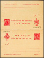 España. Río De Oro. Entero Postal. (*)EP4. 1907. 10 Cts + 10 Cts Carmín Sobre Tarjeta Entero Postal De Ida Y Vuelta. MAG - Rio De Oro