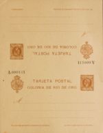 España. Río De Oro. Entero Postal. (*)EP2. 1905. 10 Cts + 10 Cts Castaño Claro Sobre Tarjeta Entero Postal, De Ida Y Vue - Rio De Oro