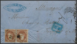 España. Gobierno Provisional. Sobre 113(2). 1871. 12 Cuartos Castaño, Pareja. PALMA DE MALLORCA A FRANKFURT (ALEMANIA). - Covers & Documents