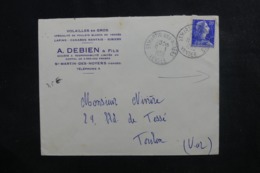 FRANCE - Vignette " L ' Oeuf Frais " Au Verso D'une Enveloppe Commerciale De St Martin De Noyers En 1958 - L 46656 - Briefe U. Dokumente