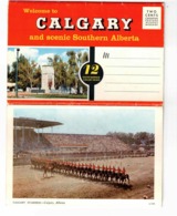 CALGARY & SOUTHERN Alberta, Canada, Stampede, Airport, Oil Well, 1950's? 12 Card Fold-out Postcard - Calgary