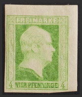 Prusia. MH *Yv 9. 1858. 4 P Verde, Esquina De Pliego. PIEZA DE LUJO. (Mi9a 90 Euros) - Ungebraucht