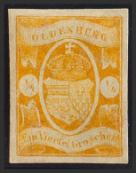 Oldemburgo. MH *Yv 9. 1860. ¼ G Amarillo Naranja. Amplios Márgenes Y Color Intenso. MAGNIFICO. (Mi9 380 Euros) - Oldenburg