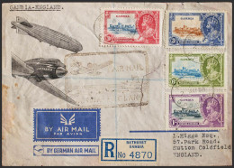 Gambia. Sobre Yv 115/18. 1936. Serie Completa. Certificado De BATHURST A SUTTON COLDFIELD (INGLATERRA) (rotura En El Fre - Gambie (...-1964)