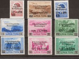 Montenegro, Ocupación Alemana. MNH/MH **/*Yv . 1944. Serie Completa (15+85 R Sobre 4 D Azul Con Fijasellos). MAGNIFICA Y - Montenegro