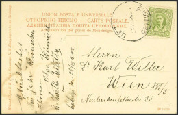 Montenegro. Sobre Yv 78. 1908. 5 P Verde. Tarjeta Postal De CETTIGNE A VIENA (AUSTRIA). MAGNIFICA. - Montenegro