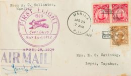 Filipinas, Intervención Norteamericana. Sobre Yv 205A(2), 207A. 1929. 4 Ctvos Carmín, Dos Sellos Y 8 Ctvos Castaño (lige - Philippinen