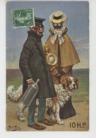 Illustrateur ARTHUR THIELE - DOG - Jolie Carte Fantaisie Couple Automobilistes Avec Chien 10.H.P. - Thiele, Arthur