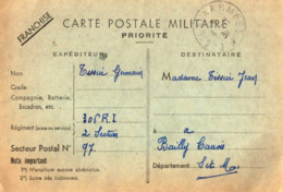 TB 2712 - MILITARIA - Carte En Franchise Militaire - Soldat G. TESSIER Au 306 ème Rgt D'Inf SP 97 Pour BAILLY - CARROIS - Lettres & Documents