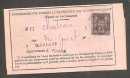 Sur Avis De Chargement 10c Sage  Oblit  TONNERRE  YONNE   1887  Et SENS - Other & Unclassified