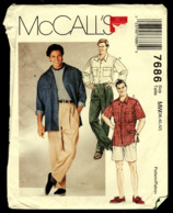 Vintage McCall`s Schnittmuster 7686  -  Herren Lang Oder Kurzarm Shirt, Hose & Shorts  -  Größe 38-42 - Sonstige & Ohne Zuordnung