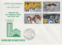 Enveloppe  FDC  1er  Jour   HAUTE  VOLTA    Vainqueurs    Jeux  Olympiques   LAKE  PLACID    1980 - Hiver 1980: Lake Placid