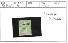 PAKOI N° 4 ** SURCHARGE DEPLACE - Unused Stamps