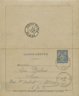 TIMBRE ENTIERS  - TYPE SAGE N SOUS U DE 15C BLEU DE 1878 EN LETTRE POSTALE. VOIR CACHETS. - Cartes-lettres