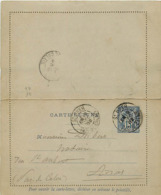 TIMBRE ENTIERS  - TYPE SAGE N SOUS U DE 15C BLEU DE 1878 EN LETTRE POSTALE. VOIR CACHETS. - Cartes-lettres