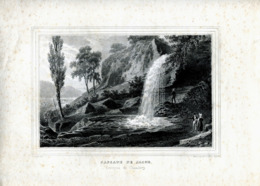 BELLE  LITHOGRAPHIE  ORIGINALE  DE  SAVOIE-  CASCADE DE JACOB     Vers 1840/1860 - Lithographies