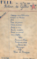 VP16.063 - MILITARIA - Guerre 1939 / 45 - Menu - Retour De Gilles - Menus