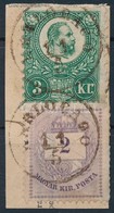 1871 Réznyomat 3kr + 1874 Szinesszámú 2kr Vegyes Bérmentesítés Kivágáson 'KARLOBAGO' - Otros & Sin Clasificación