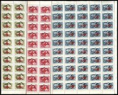 ** 1957 Vöröskereszt 100 Sor Hajtott Teljes ívekben (90.000) / Mi 1482-1487 Folded Complete Sheets Of 100 (gyártási Ránc - Otros & Sin Clasificación