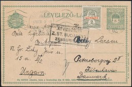 1917 Dijjegyes Levelezőlap Sürgős Bélyeggel Kiegészítve Dániába - Otros & Sin Clasificación