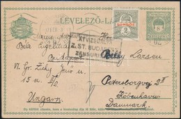 1917 Dijjegyes Levelezőlap Sürgős Bélyeggel Kiegészítve Dániába - Altri & Non Classificati