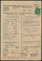 1948 Tudakozvány Távirati Postautalványról 1.40Ft Bérmentesítéssel. Ritka! - Autres & Non Classés